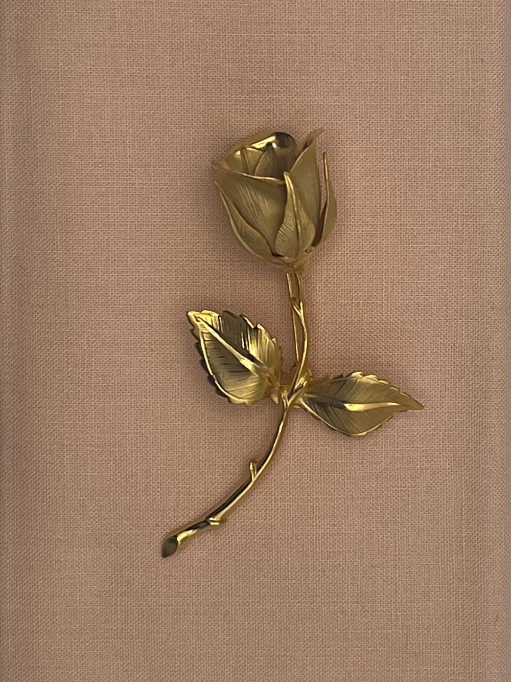Gold Tone Metal Rose Flower Brooch Pin